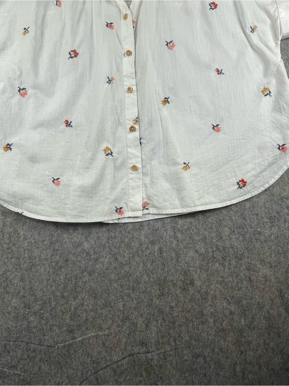 Madewell Cross-Stitch Floral Cotton Cottagecore Feminine Airy Pocket Shirt XL - Picture 6 of 12